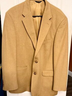 Vintage Men's Tan Suit Jacket Coconut Grove Camel Hair Size 42R